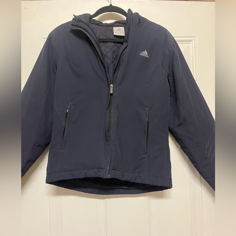 adidas women’s Navy Blue Hooded Winter Jacket
